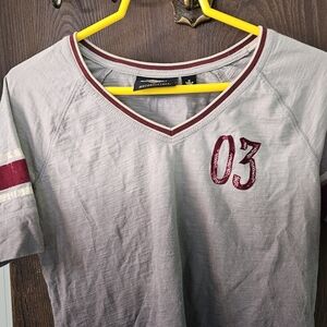 Harley-Davidson Gray and Red Women's V-Neck Jersey